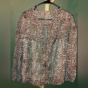 Blouse size medium brown leopard print